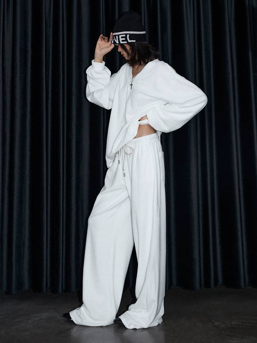 Women's V-Neck Terry Cloth Winter Casual Top