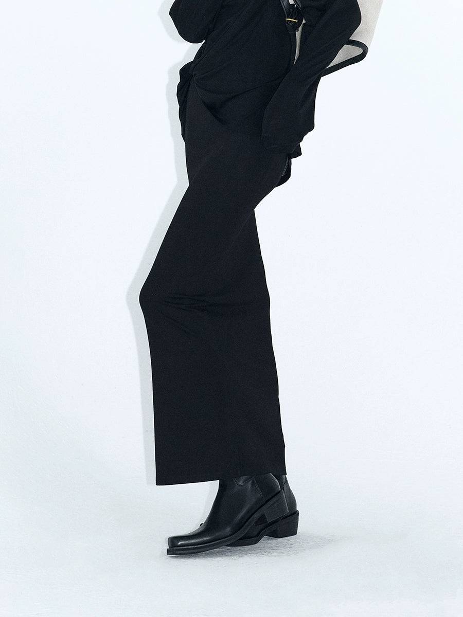 Women's Elastic Waist Draped Knit Maxi Skirt