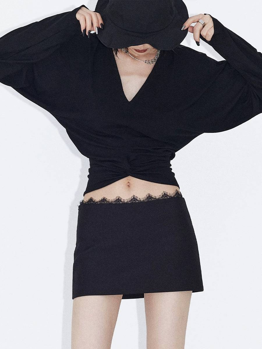 Women's Low-Waisted Lace Short Autumn Skirt