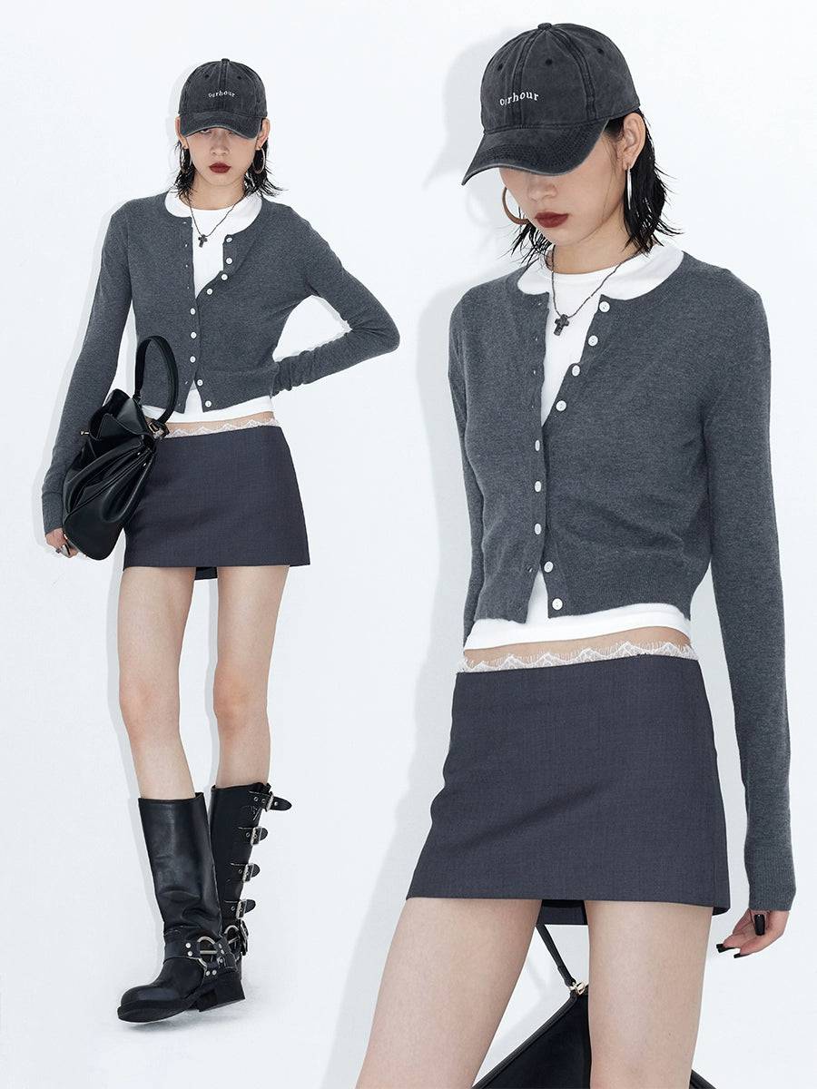 Women's Low-Waisted Lace Short Autumn Skirt