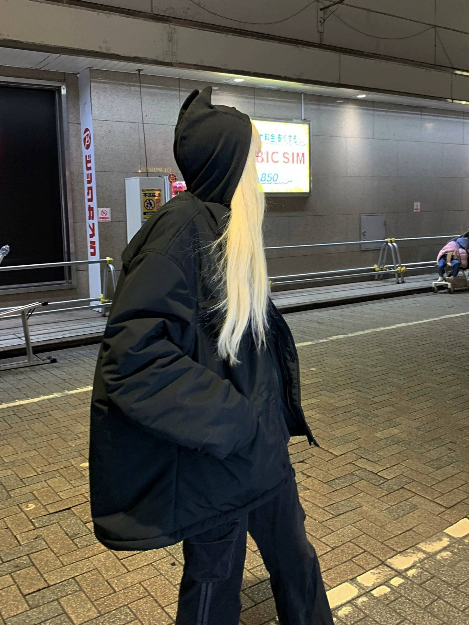 Women's Horned Hooded Base Layer Slim Cropped Long Sleeve T-Shirt