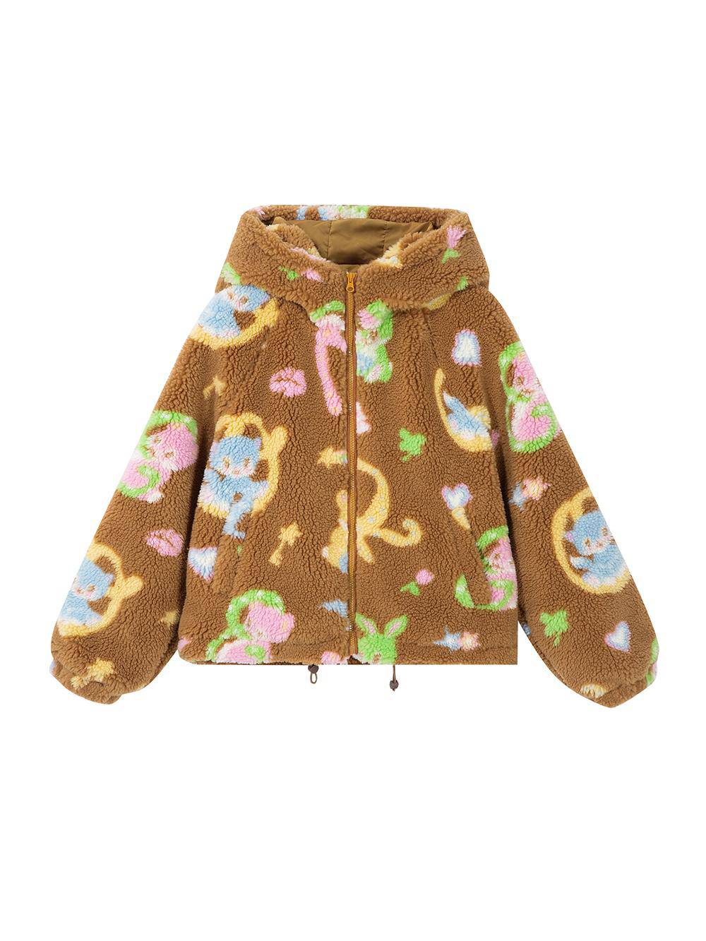 Women's Teddy Bear Lamb's Wool Print Coat