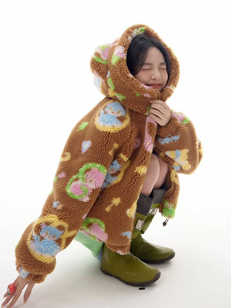 Women's Teddy Bear Lamb's Wool Print Coat