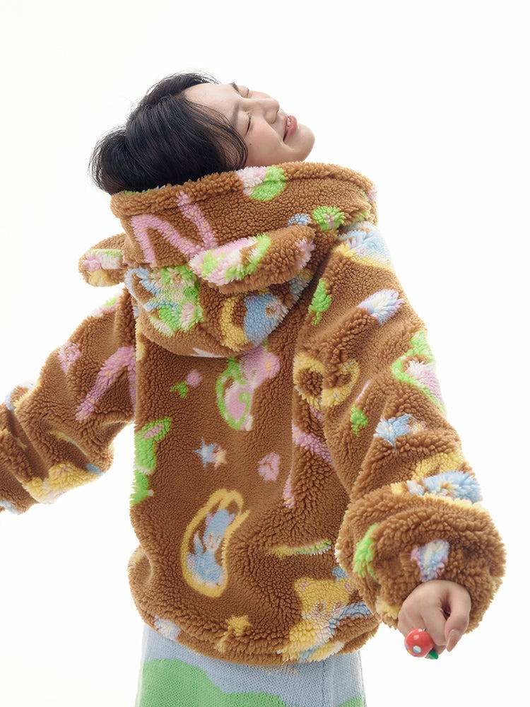 Women's Teddy Bear Lamb's Wool Print Coat