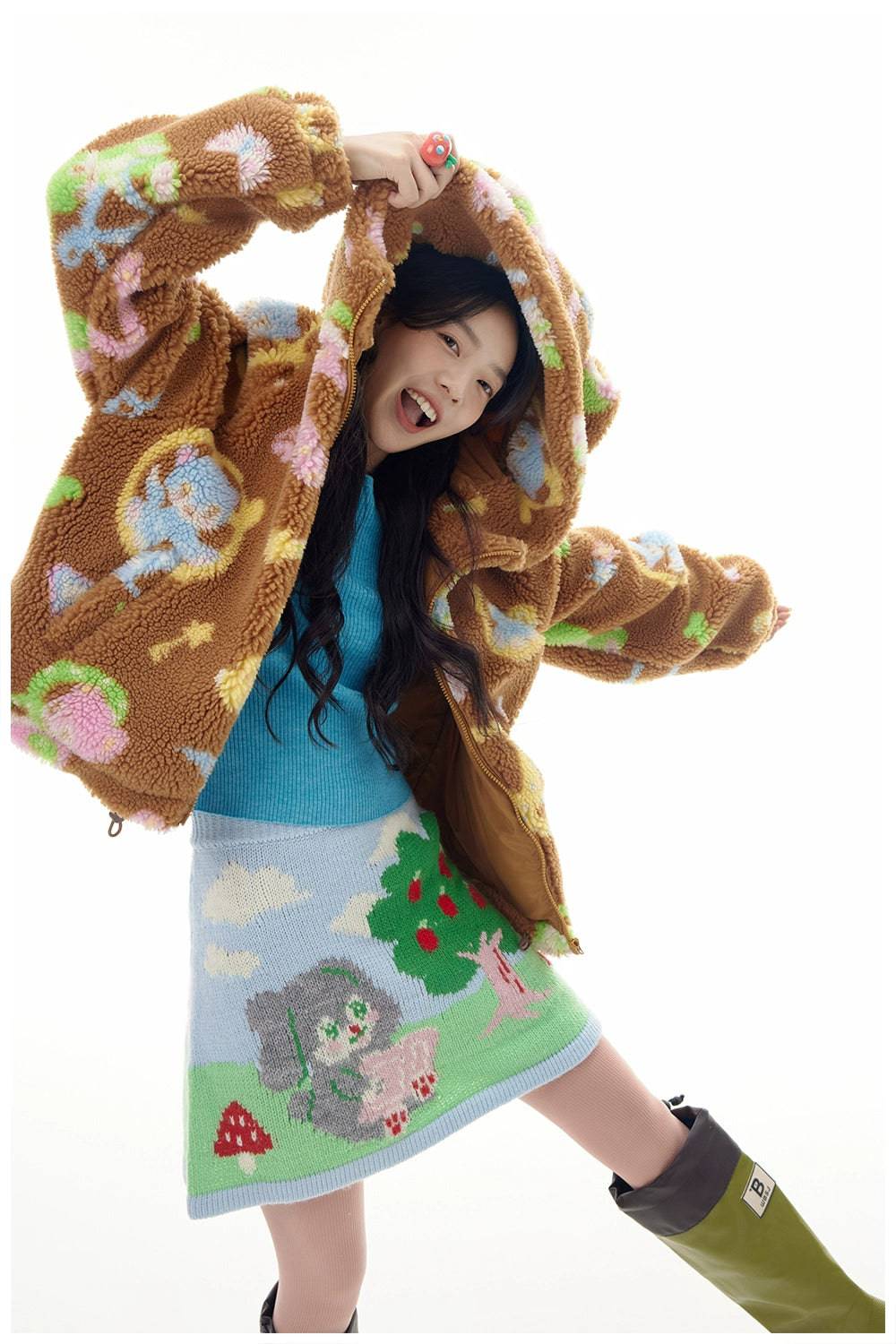 Women's Teddy Bear Lamb's Wool Print Coat