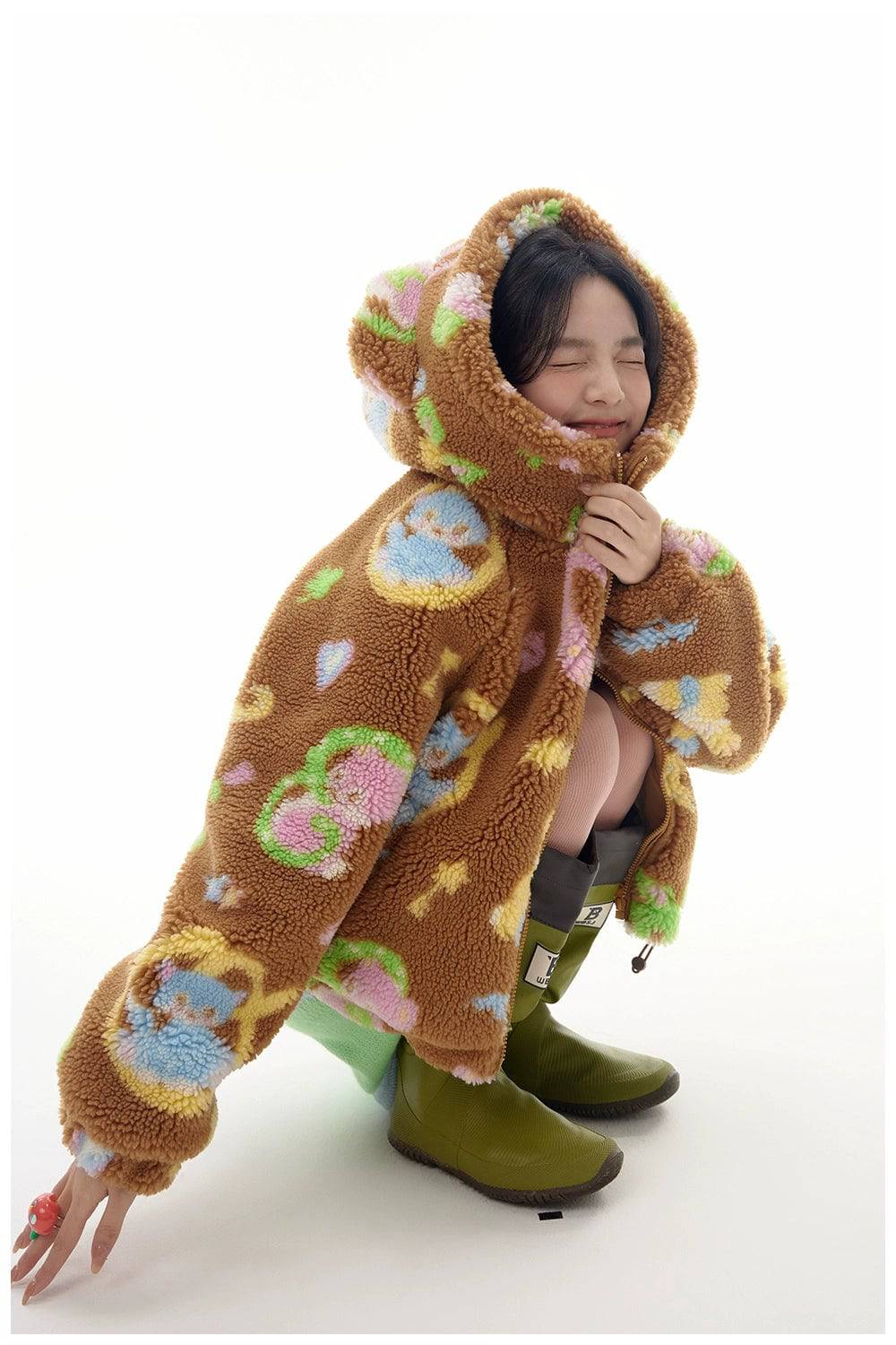 Women's Teddy Bear Lamb's Wool Print Coat