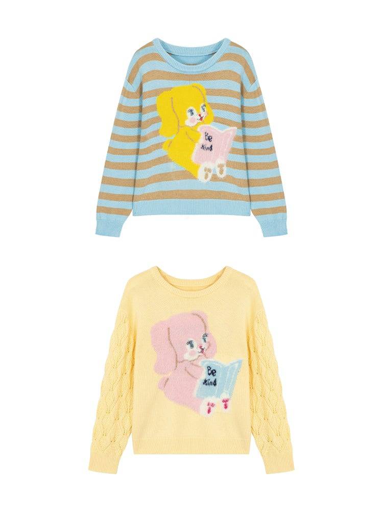 Women's Cute Contrast Bunny Wool Sweater