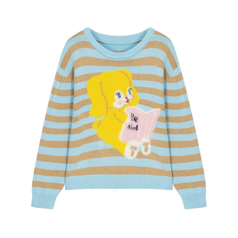 Women's Cute Contrast Bunny Wool Sweater