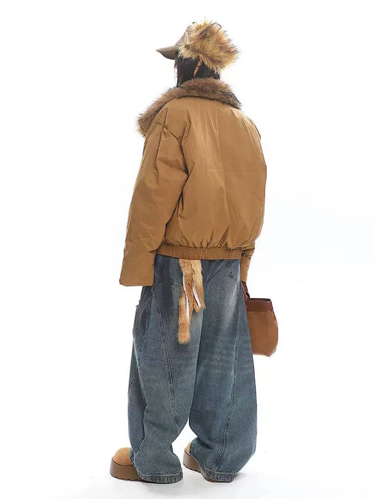 Women's Loose Retro Thick Wool Collar Jacket