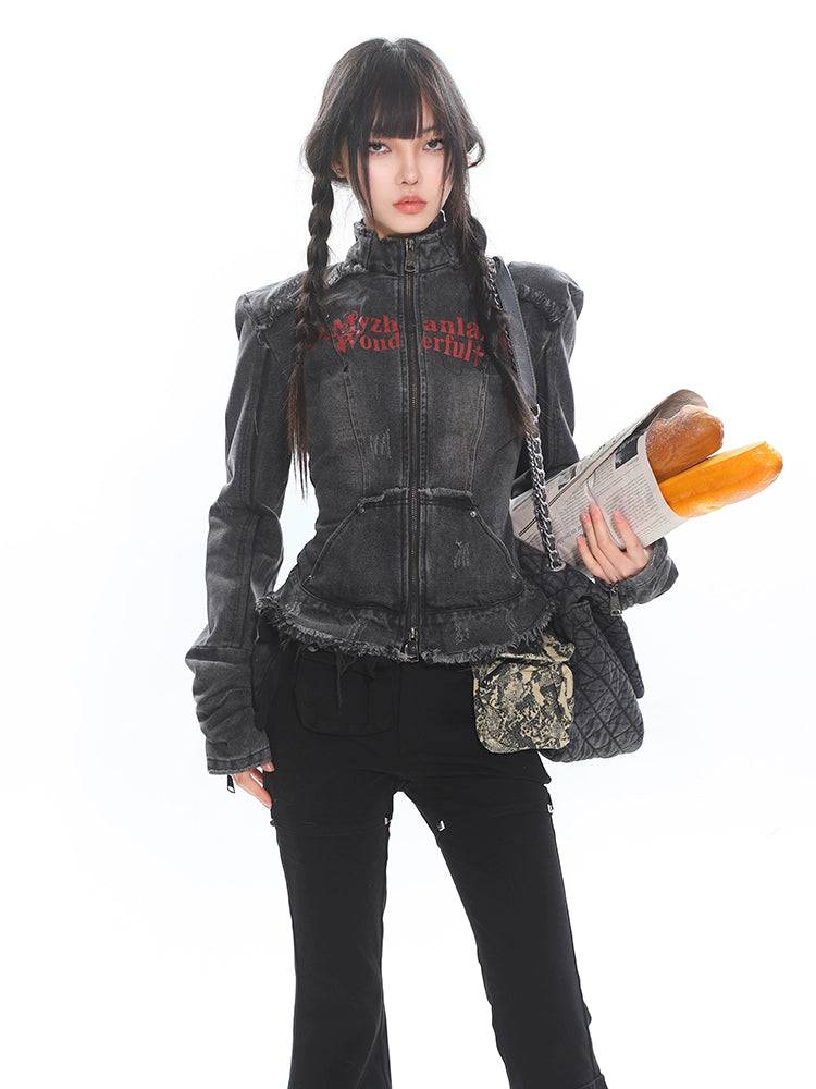 Women's Retro Gothic Rock Wash Jacket