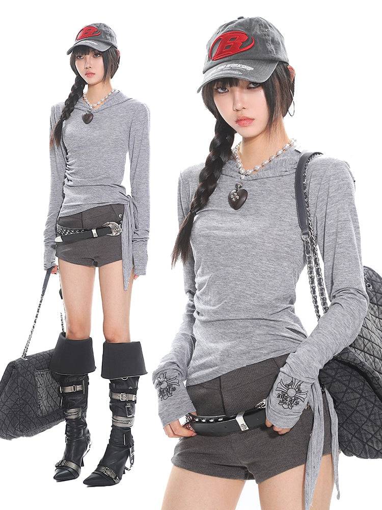 Women's Strappy Cinched Waist Cross Print T-Shirt