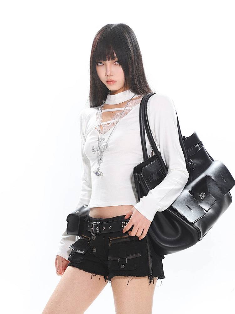 Women's Cutout Long-Sleeved T-Shirt