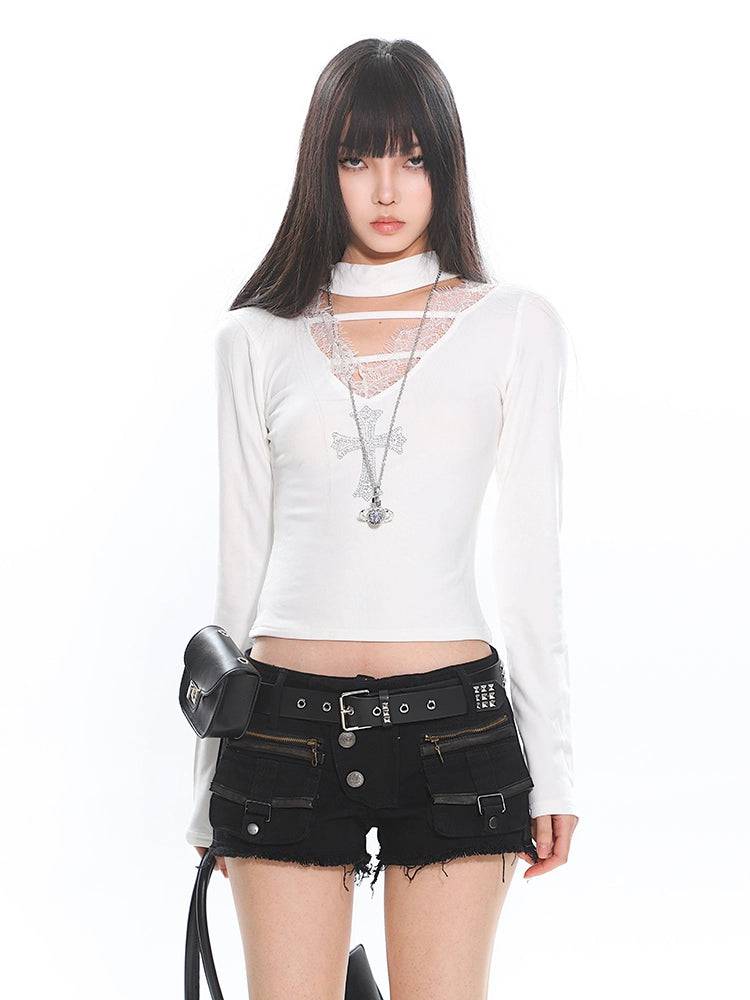 Women's Cutout Long-Sleeved T-Shirt