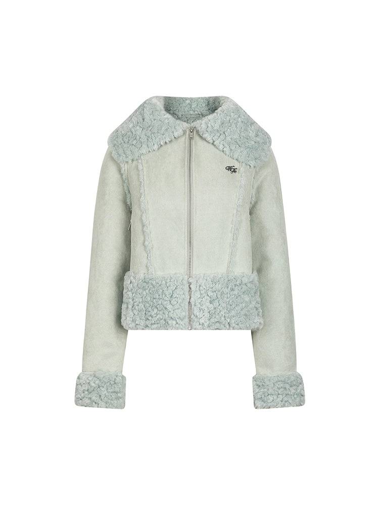 Women's Retro Loose Fur Trim Lapel Short Coat