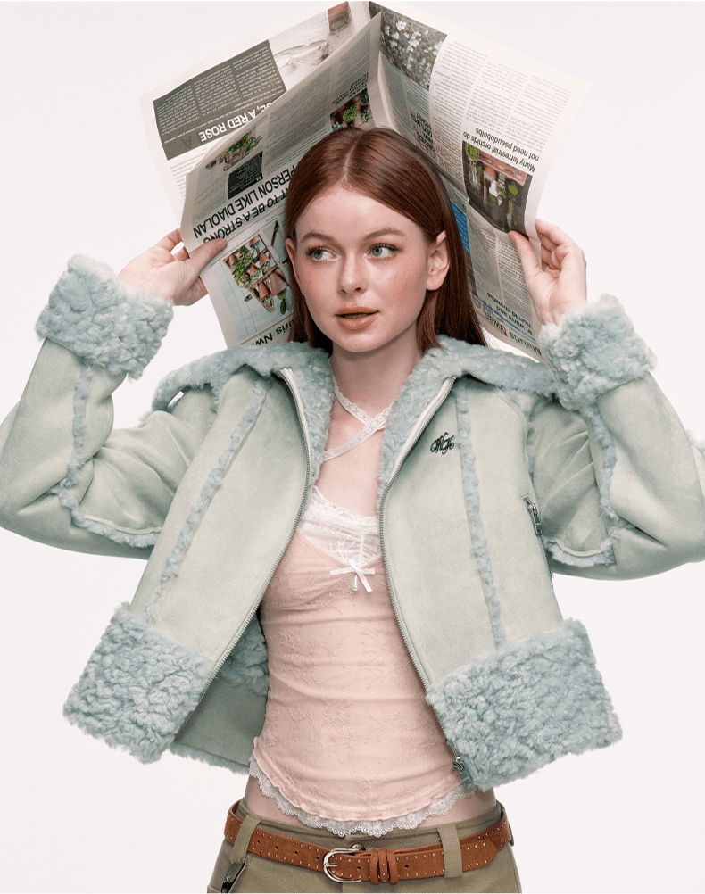 Women's Retro Loose Fur Trim Lapel Short Coat