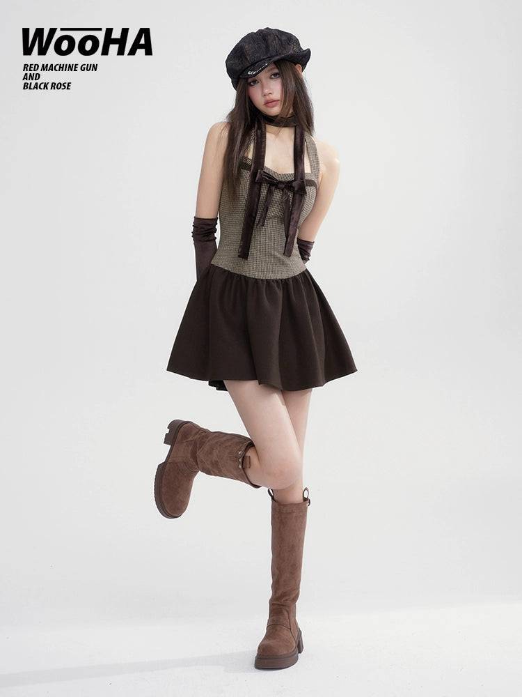 Girls' Halterneck Bow Sweetheart Dress