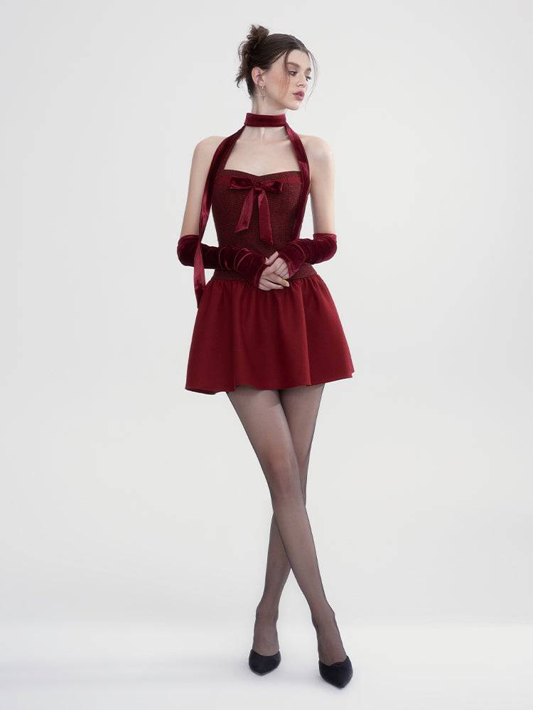 Girls' Halterneck Bow Sweetheart Dress