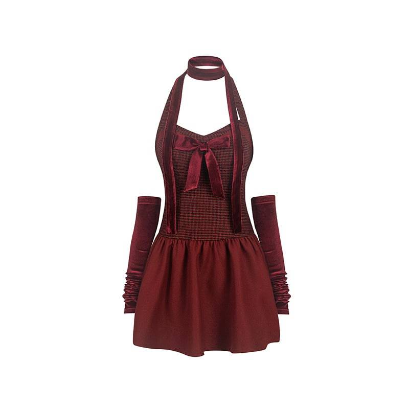 Girls' Halterneck Bow Sweetheart Dress