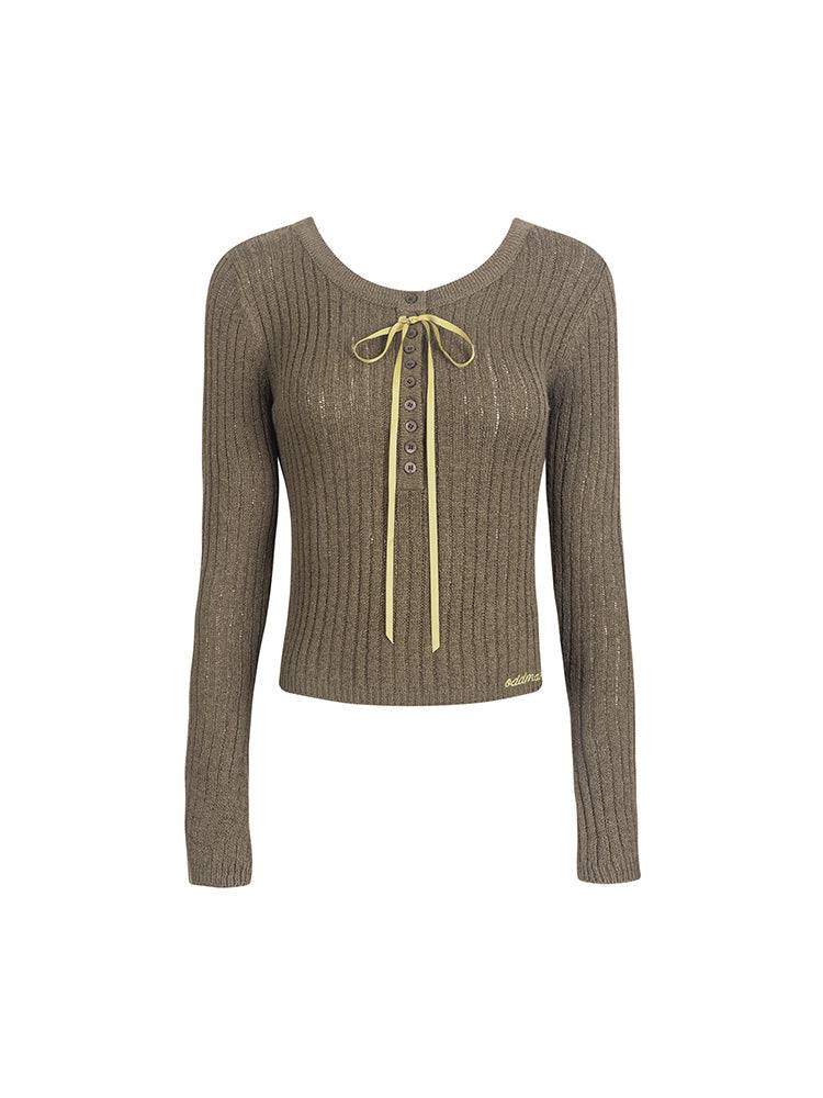 Women's Contrast Strappy Cropped Knit Sweater